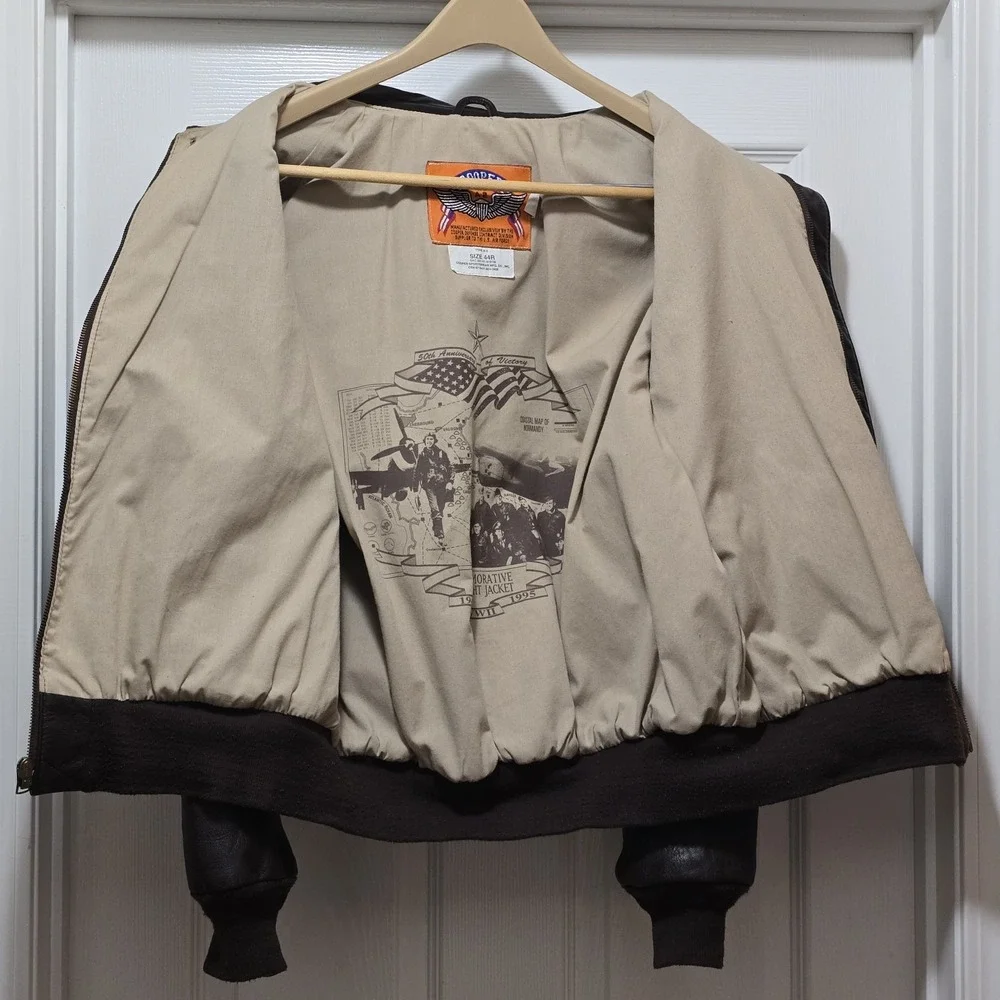 VTG Cooper A-2 100% Goatskin Leather USAF‎ Brown Bomber Flight Jacket Men's 44 R